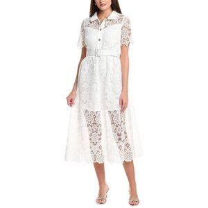 Fate Womens Lace Midi Dress, White
